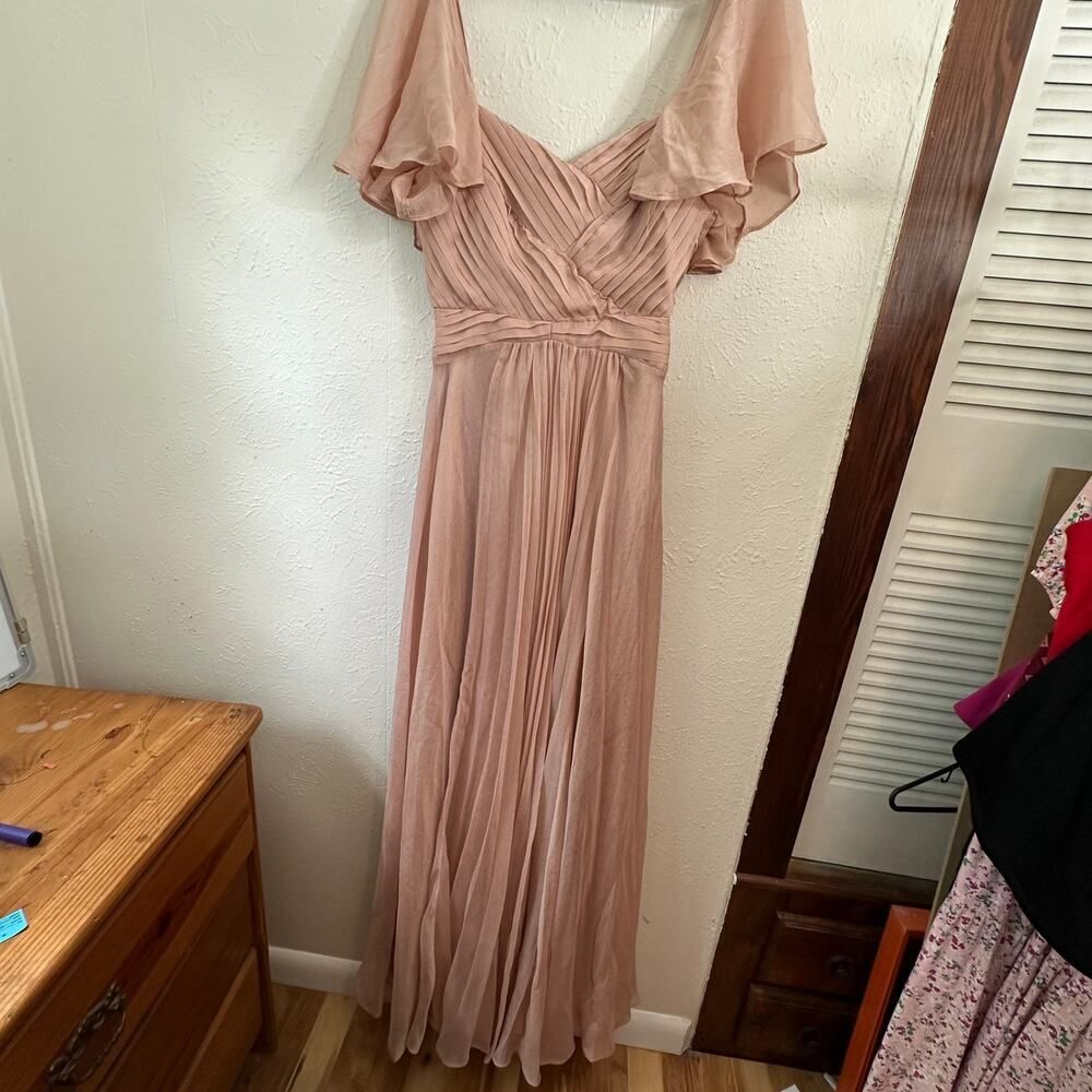 Lulu's Size Small Forever Lasting Love Light Rose Pleated Maxi Dress